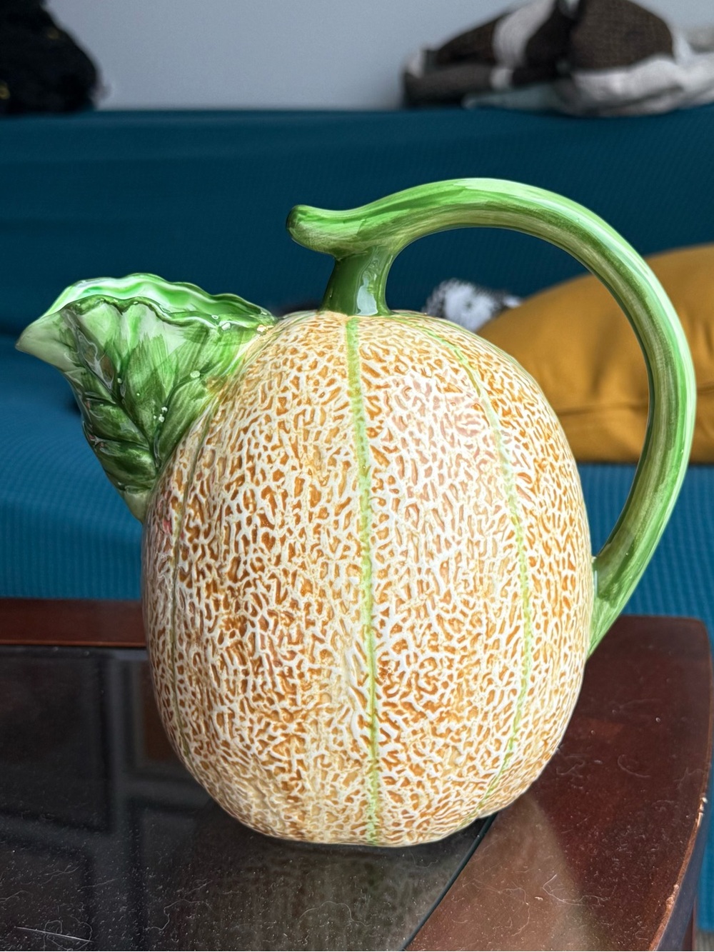 Vintage Cantaloupe Melon Pitcher The Haldon Group Japan 7.25” - RARE!